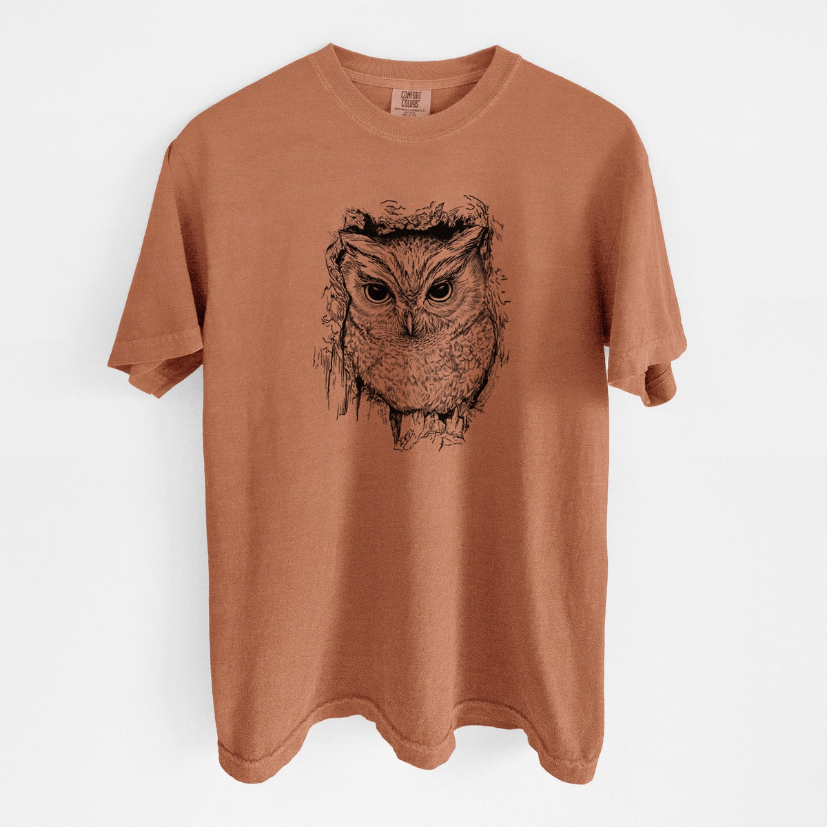 Eastern Screech Owl - Megascops asio - Unisex Comfort Colors Garment-Dyed Heavyweight T-shirt