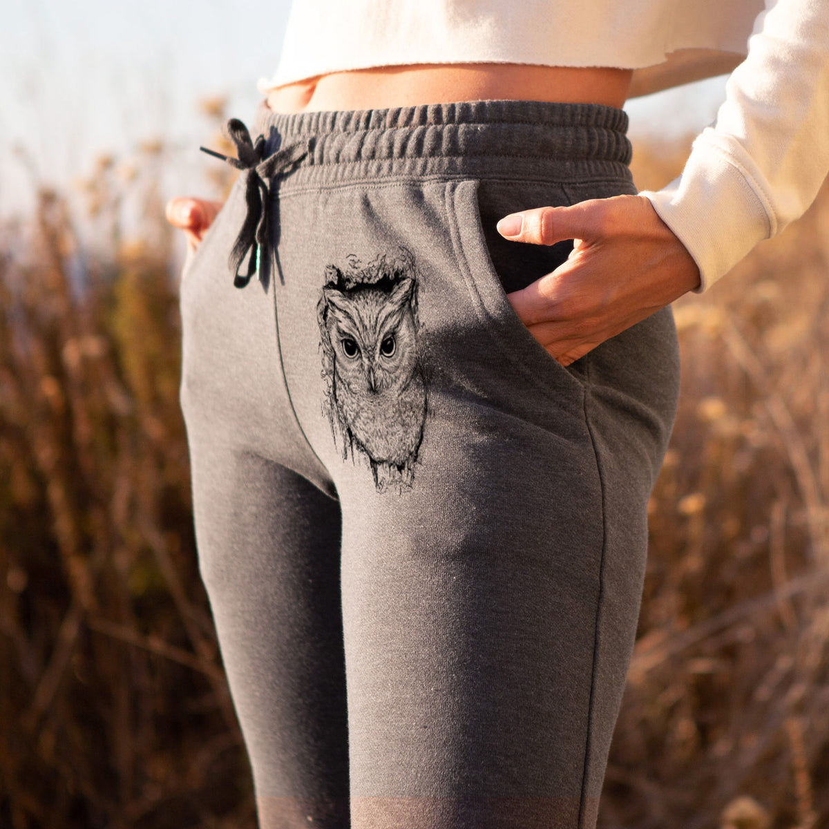 Eastern Screech Owl - Megascops asio - Women's Cali Wave Jogger Sweatpants