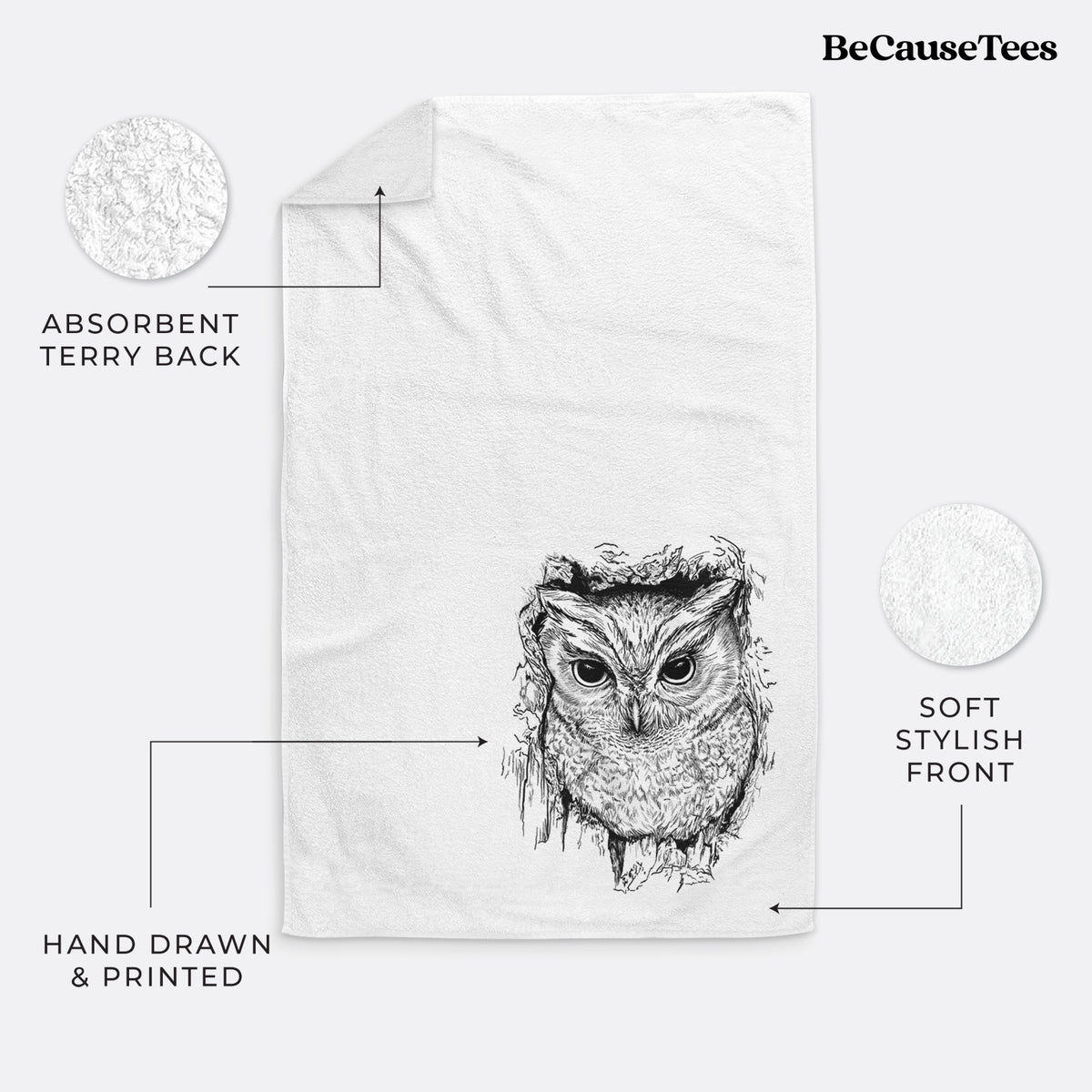 Eastern Screech Owl - Megascops asio Premium Decorative Hand Towel