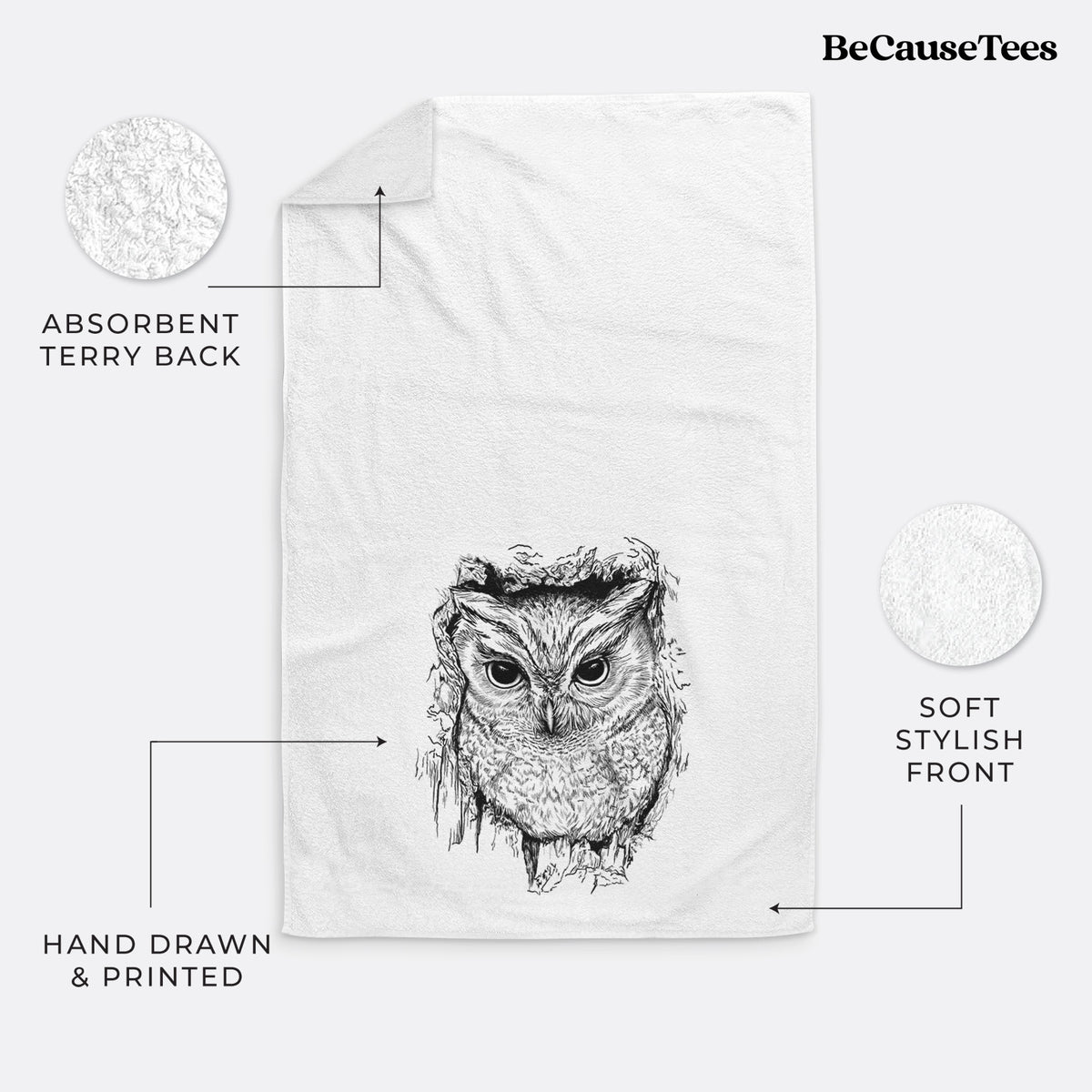 Eastern Screech Owl - Megascops asio Premium Decorative Hand Towel