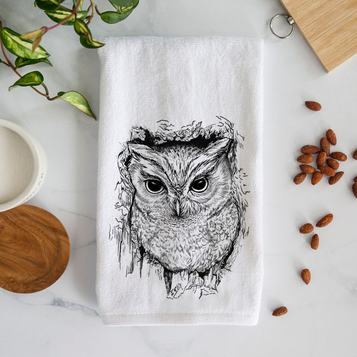 Eastern Screech Owl - Megascops asio Premium Decorative Hand Towel