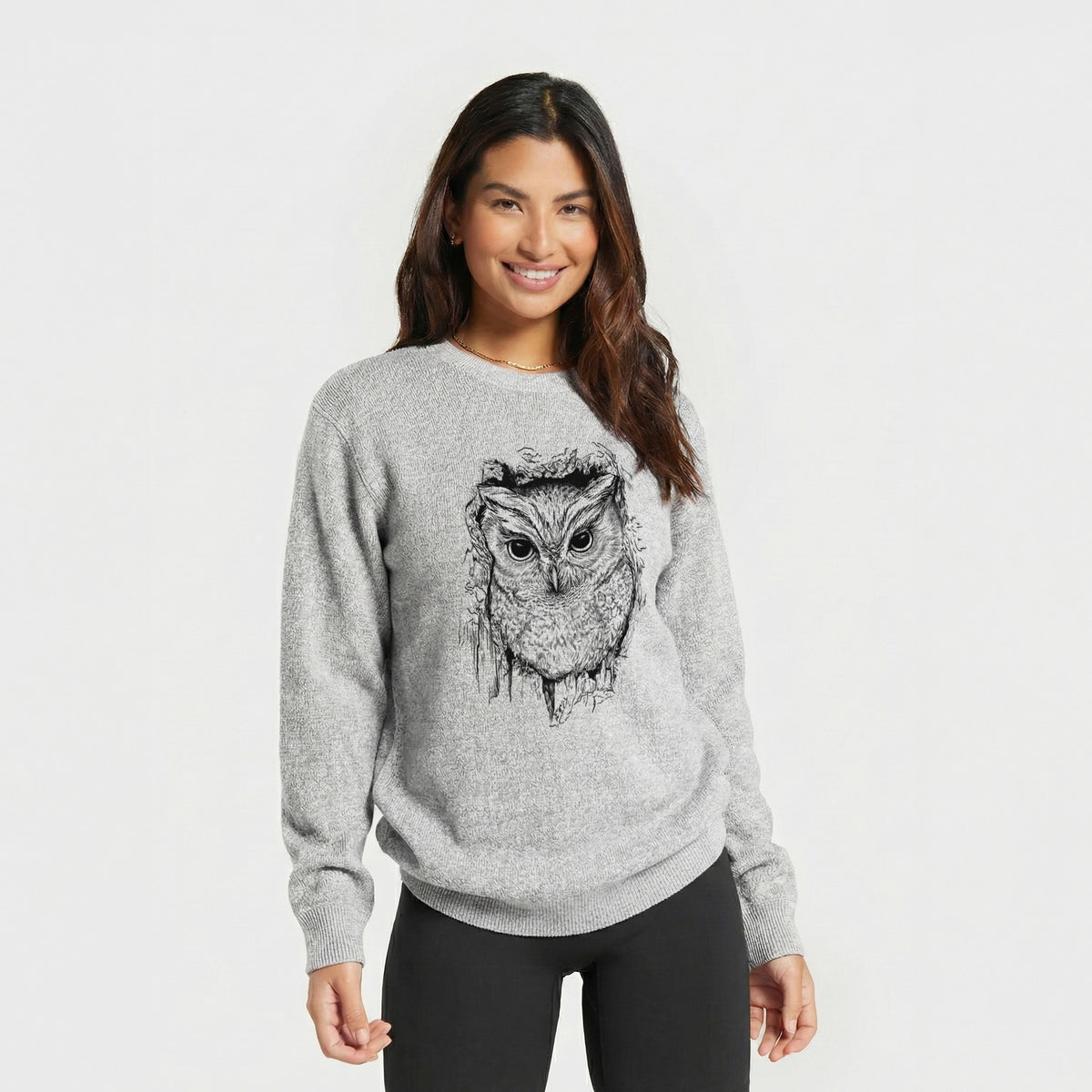 Eastern Screech Owl - Megascops asio - Knit Sweatshirt