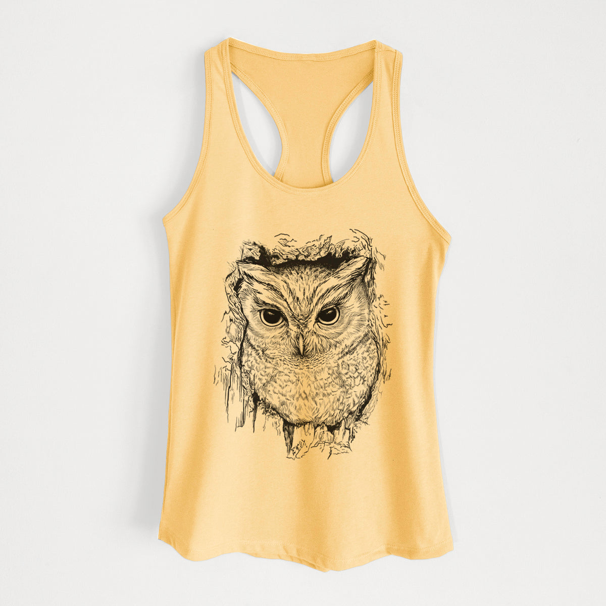 Eastern Screech Owl - Megascops asio - Women's Racerback Tanktop