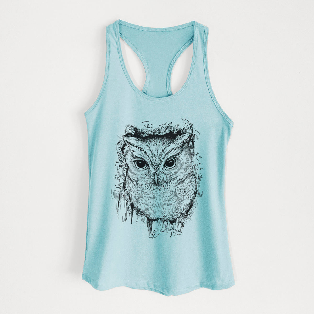 Eastern Screech Owl - Megascops asio - Women's Racerback Tanktop