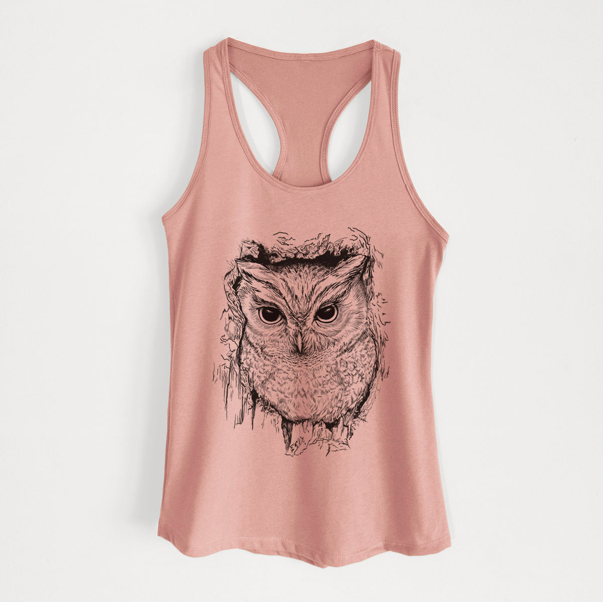 Eastern Screech Owl - Megascops asio - Women's Racerback Tanktop