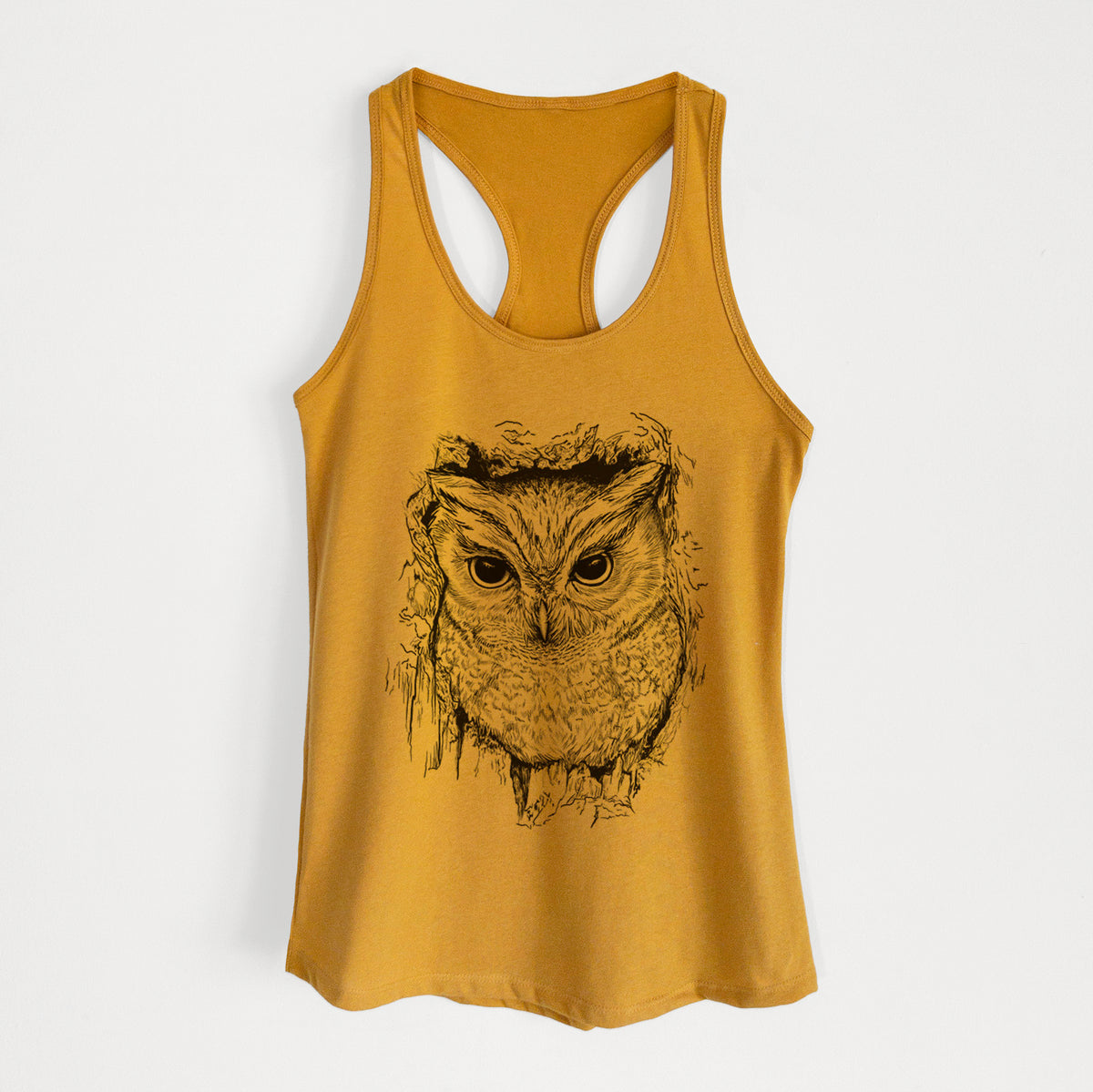 Eastern Screech Owl - Megascops asio - Women's Racerback Tanktop