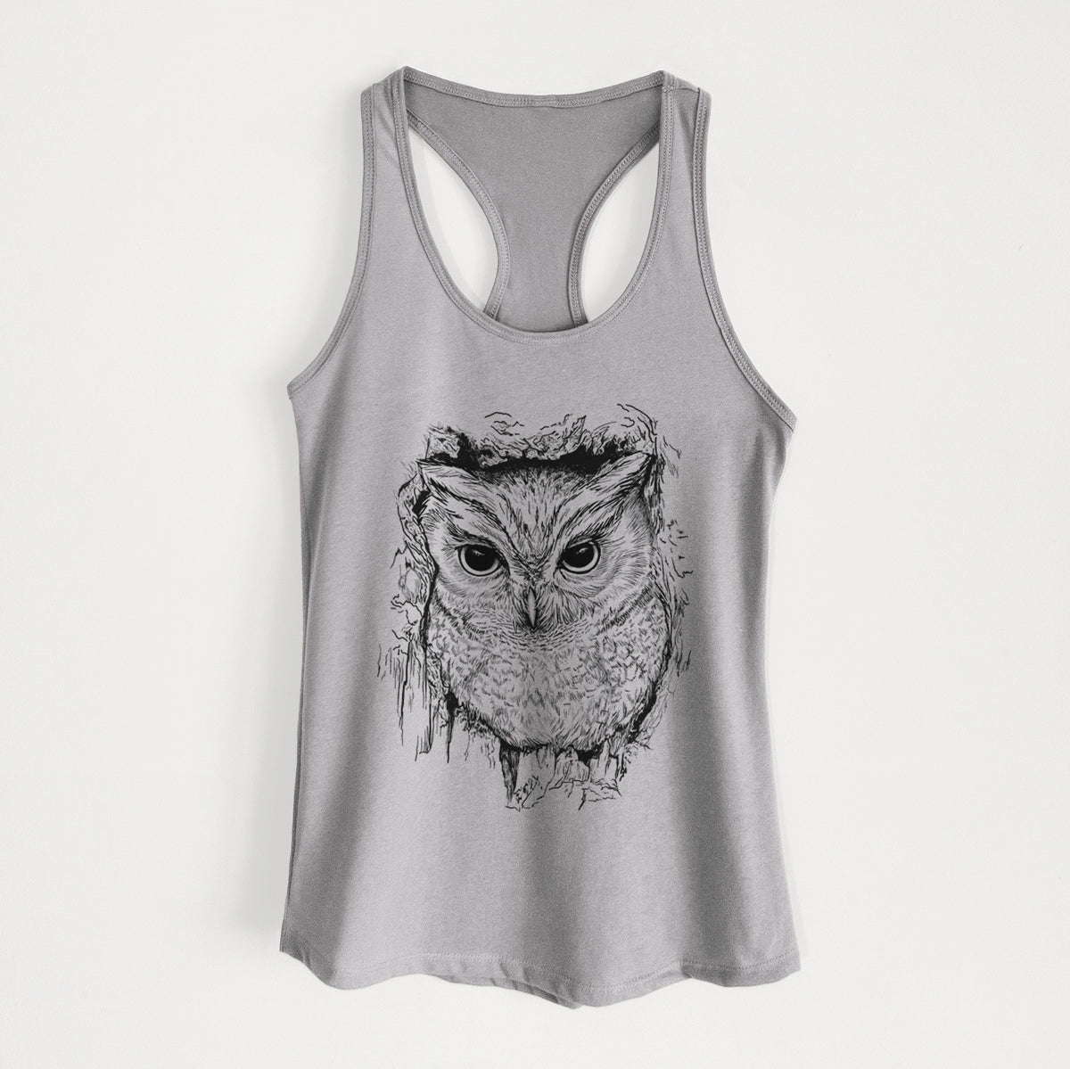 Eastern Screech Owl - Megascops asio - Women's Racerback Tanktop
