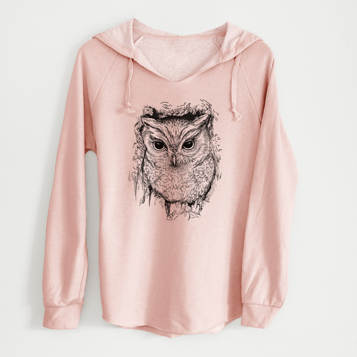 Eastern Screech Owl - Megascops asio - Cali Wave Hooded Sweatshirt