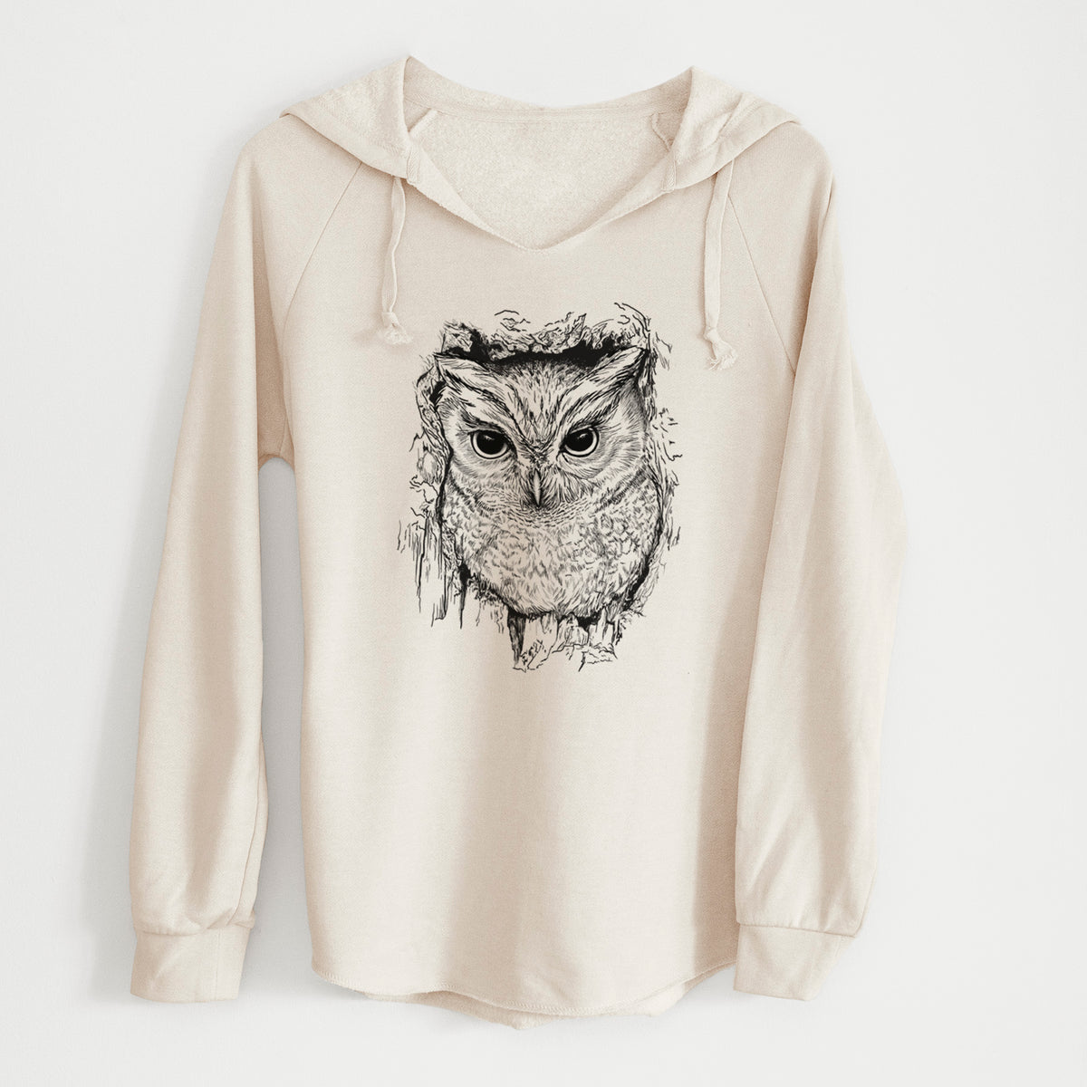 Eastern Screech Owl - Megascops asio - Cali Wave Hooded Sweatshirt