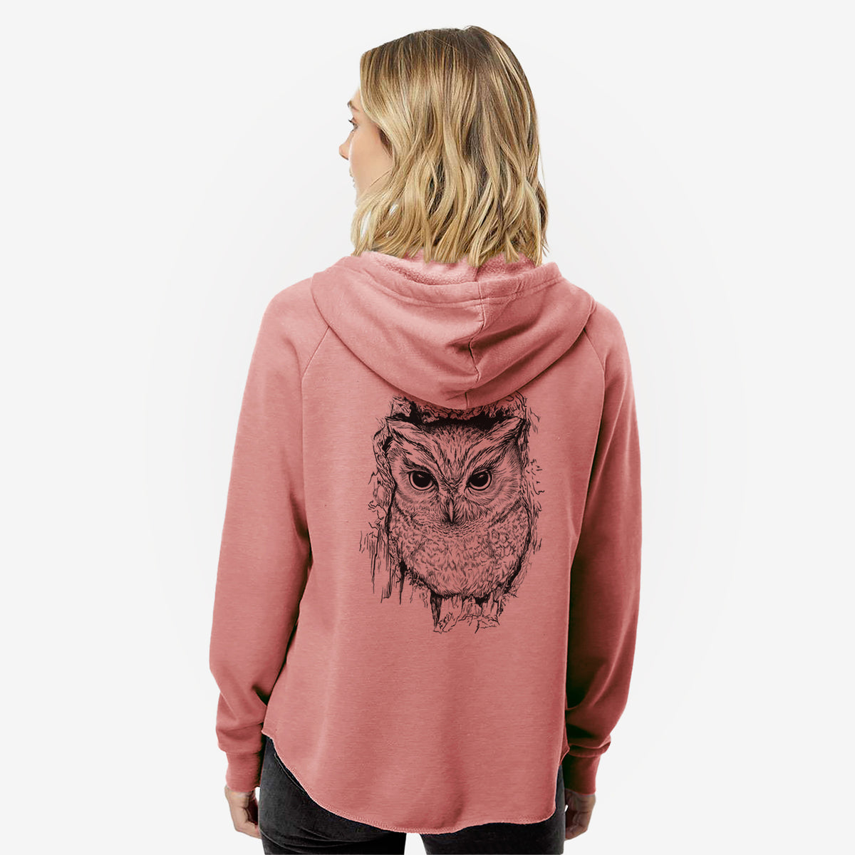 Eastern Screech Owl - Megascops asio - Women's Cali Wave Zip-Up Sweatshirt