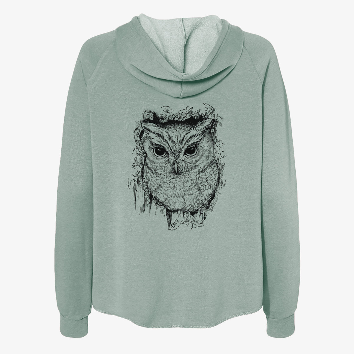 Eastern Screech Owl - Megascops asio - Women's Cali Wave Zip-Up Sweatshirt