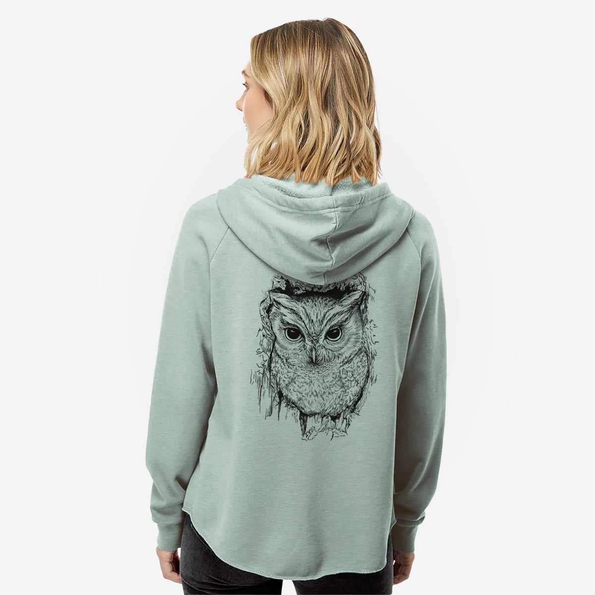 Eastern Screech Owl - Megascops asio - Women's Cali Wave Zip-Up Sweatshirt