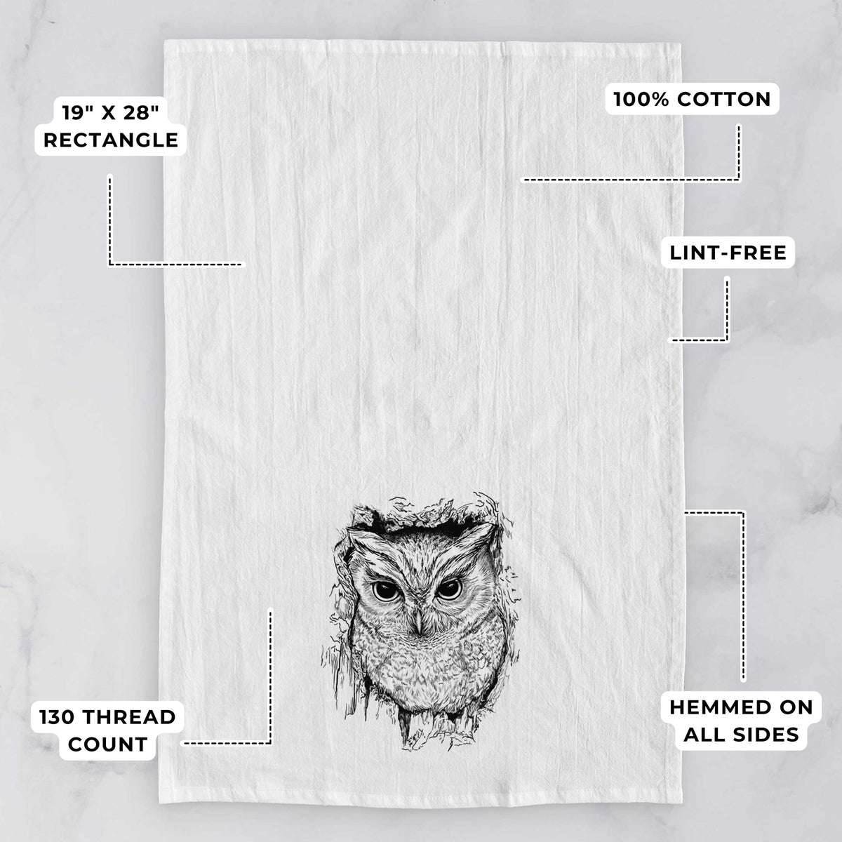 Eastern Screech Owl - Megascops asio Tea Towel