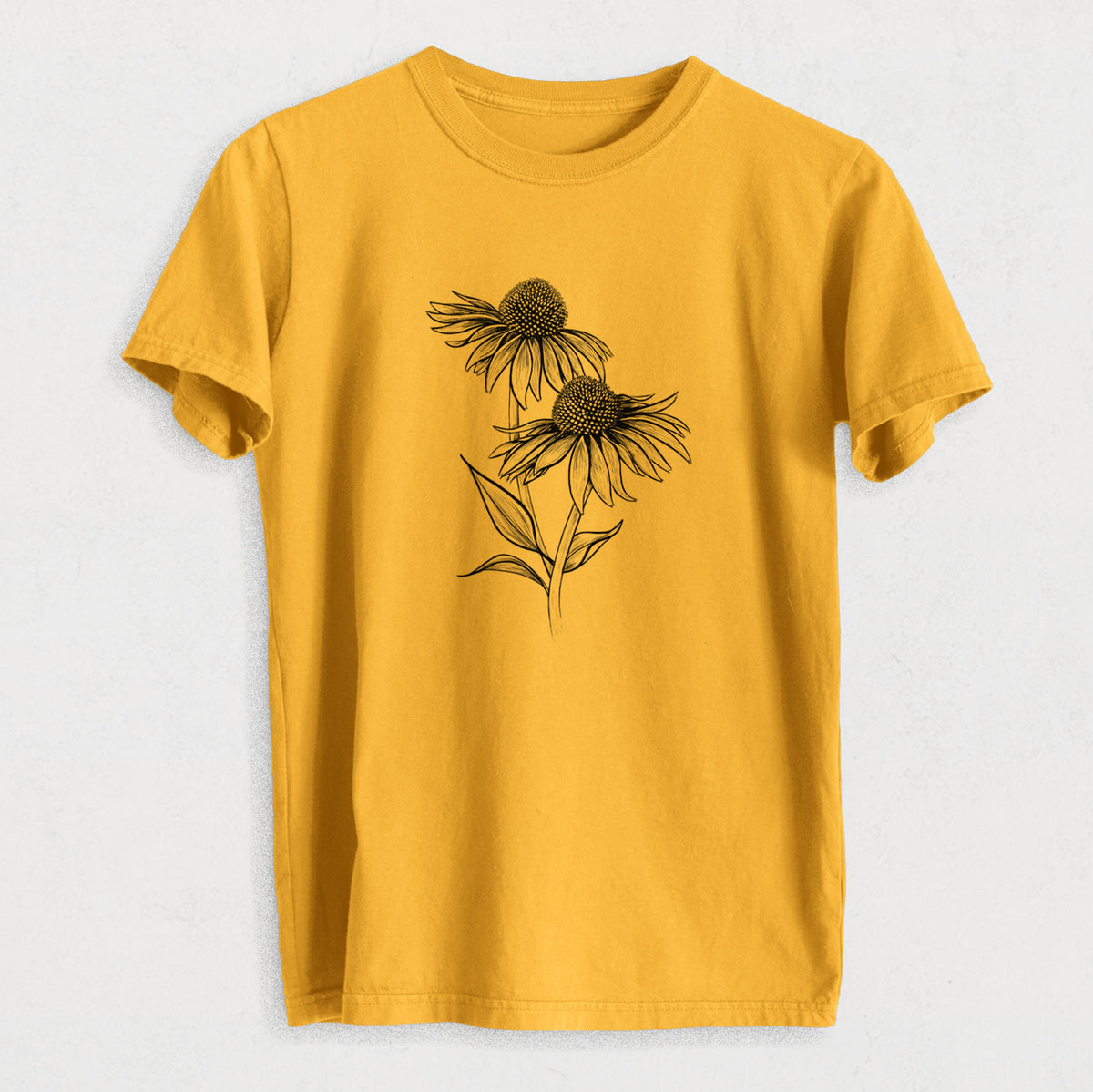 Coneflower - Echinacea purpurea - Heavyweight Men&#39;s 100% Organic Cotton Tee