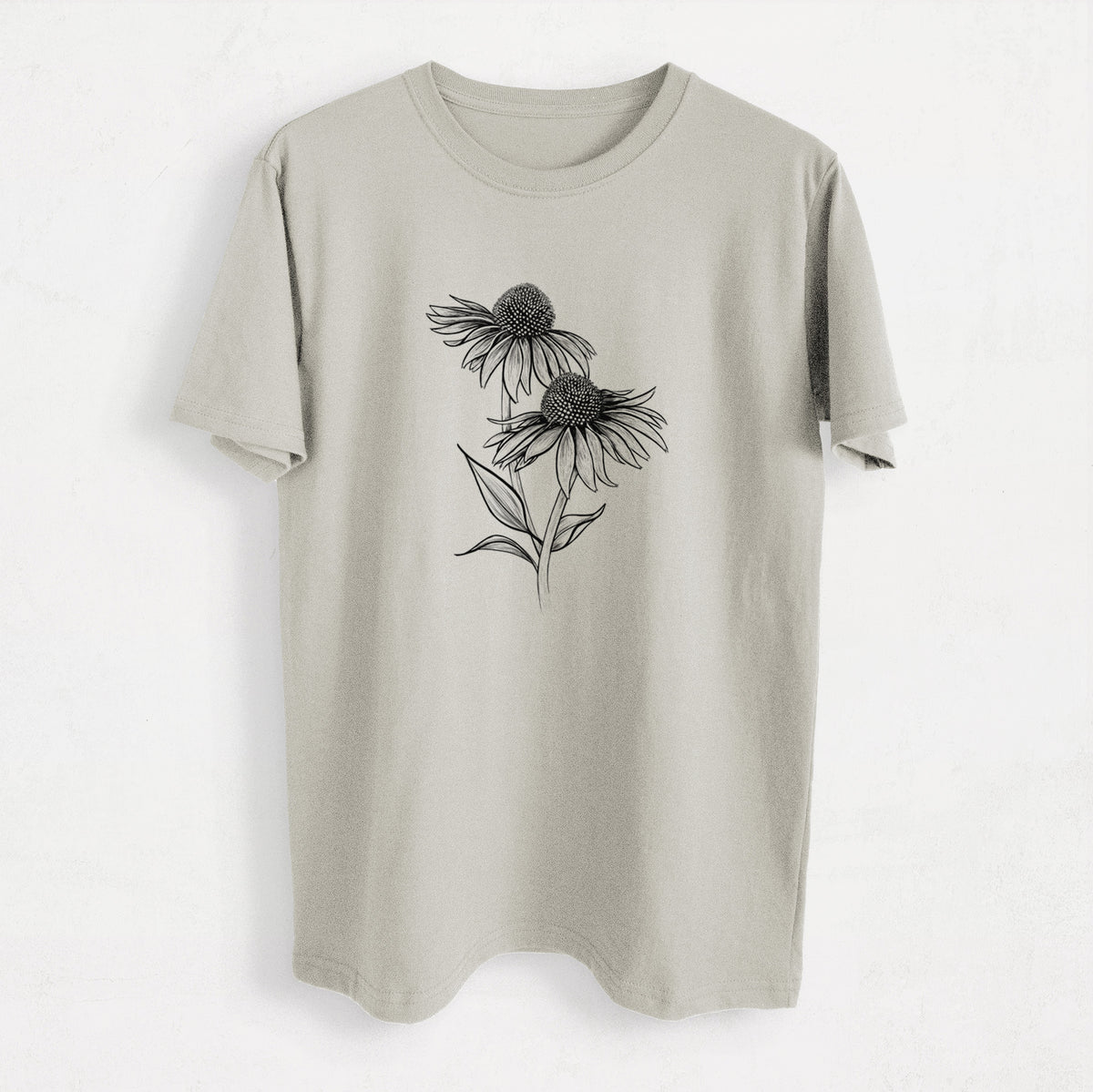 Coneflower - Echinacea purpurea - Heavyweight Men&#39;s 100% Organic Cotton Tee