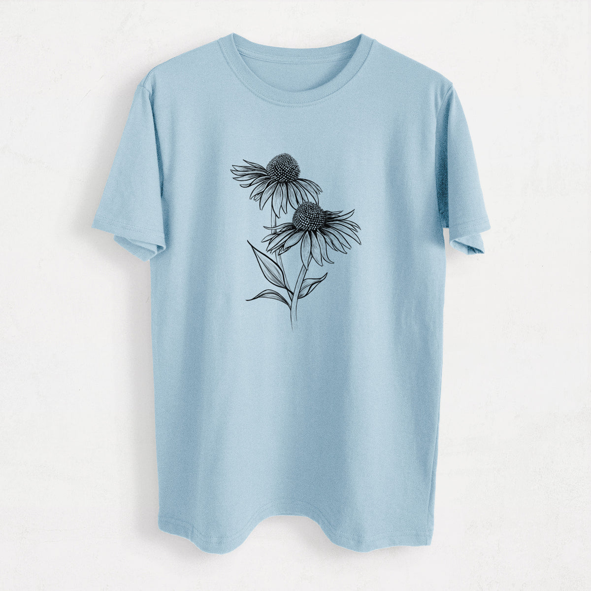 Coneflower - Echinacea purpurea - Heavyweight Men&#39;s 100% Organic Cotton Tee