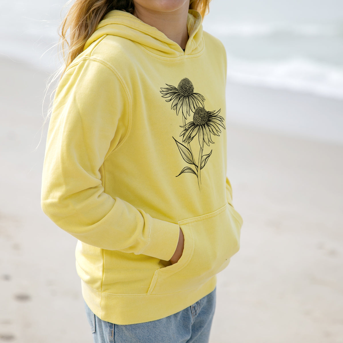 Coneflower - Echinacea purpurea - Youth Pigment Dyed Hoodie