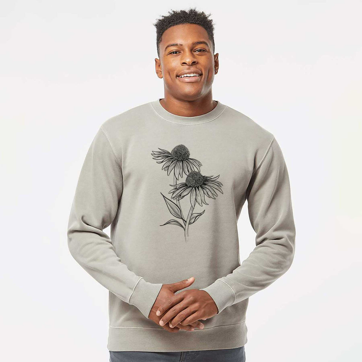 Coneflower - Echinacea purpurea - Unisex Pigment Dyed Crew Sweatshirt