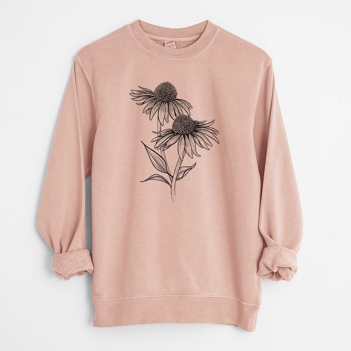 Coneflower - Echinacea purpurea - Unisex Pigment Dyed Crew Sweatshirt