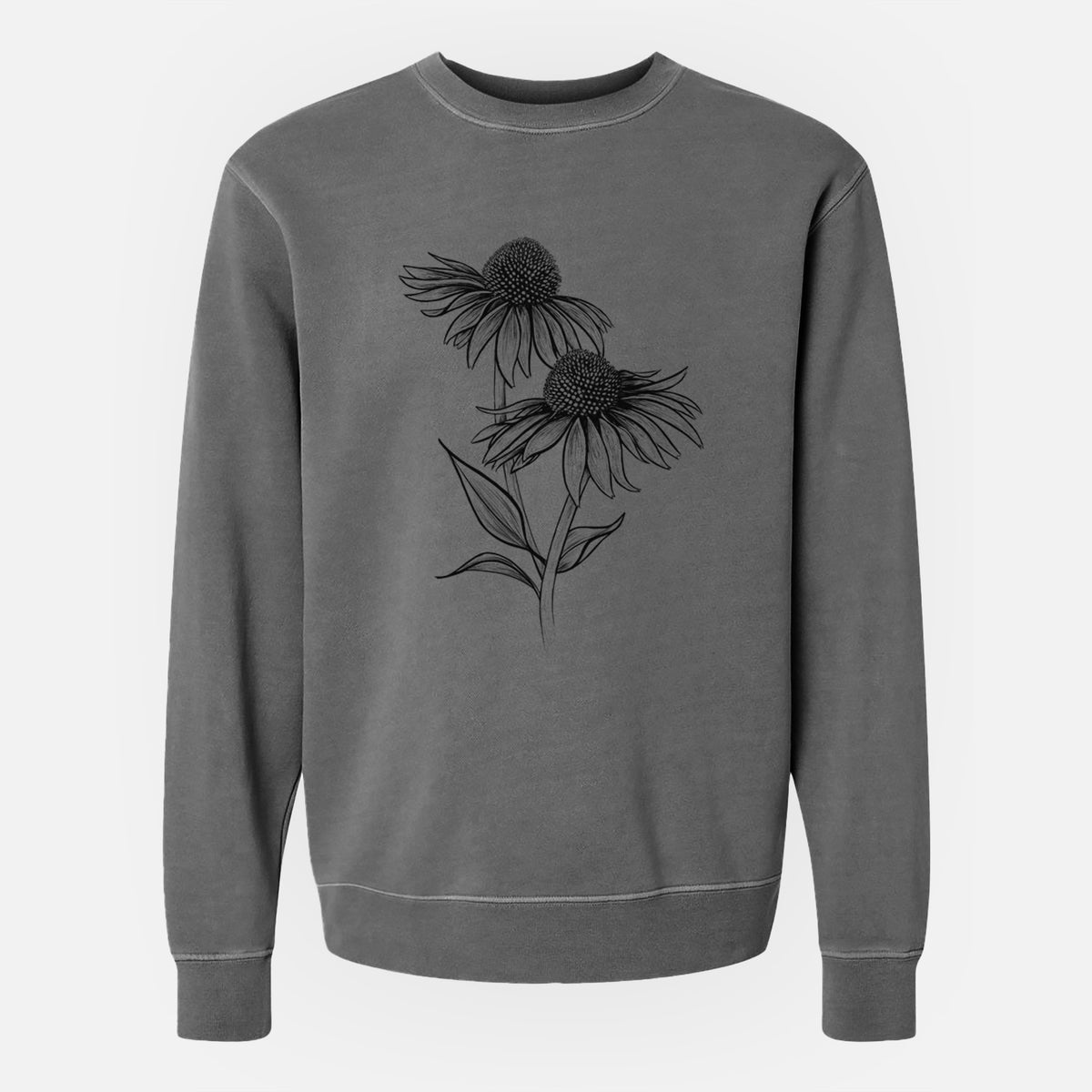 Coneflower - Echinacea purpurea - Unisex Pigment Dyed Crew Sweatshirt