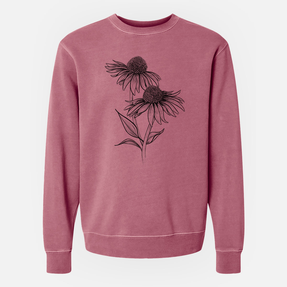 Coneflower - Echinacea purpurea - Unisex Pigment Dyed Crew Sweatshirt