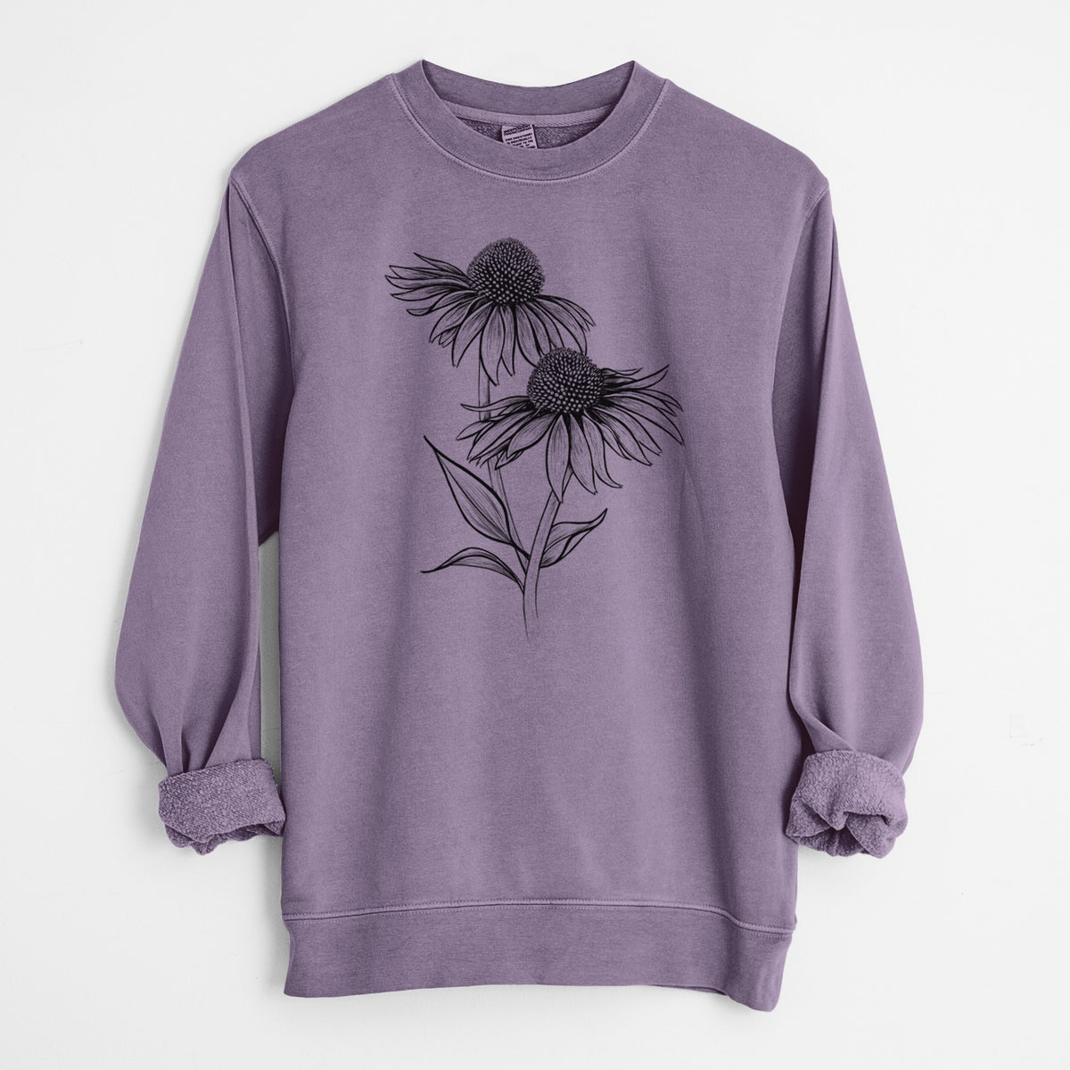 Coneflower - Echinacea purpurea - Unisex Pigment Dyed Crew Sweatshirt