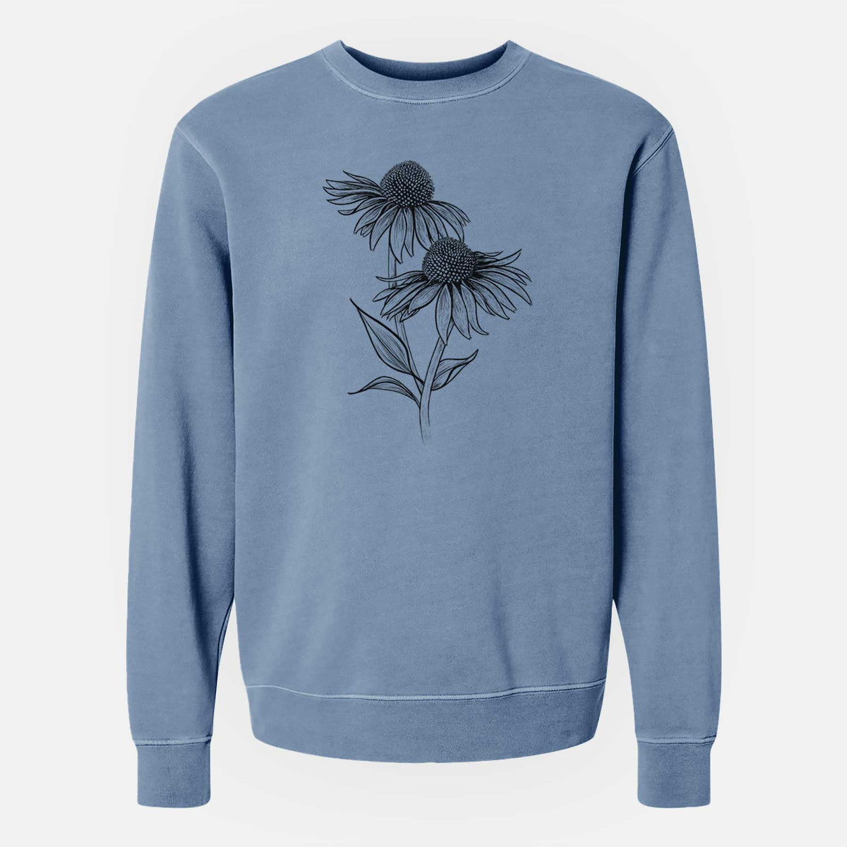 Coneflower - Echinacea purpurea - Unisex Pigment Dyed Crew Sweatshirt