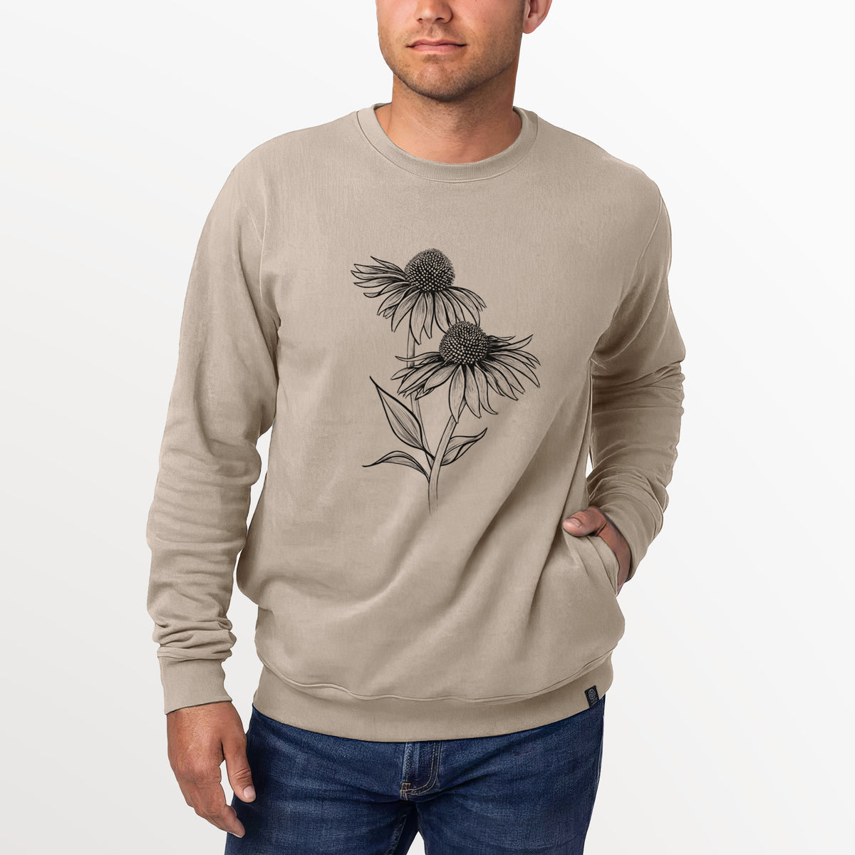 Coneflower - Echinacea purpurea  - Unisex Reclaimed Crewneck Sweatshirt