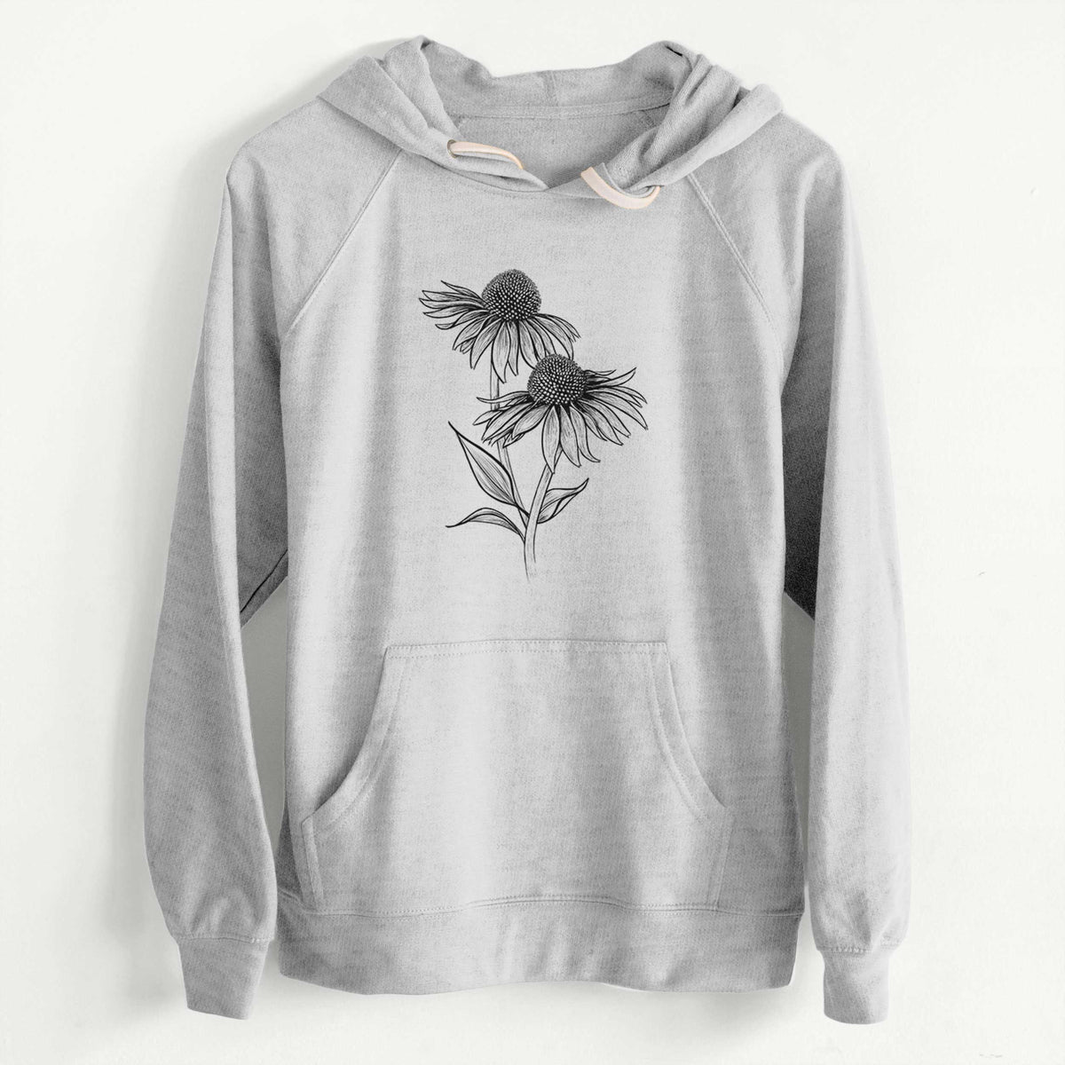 CLEARANCE - Coneflower - Echinacea purpurea  - Unisex Slim Fit Loopback Terry Hoodie