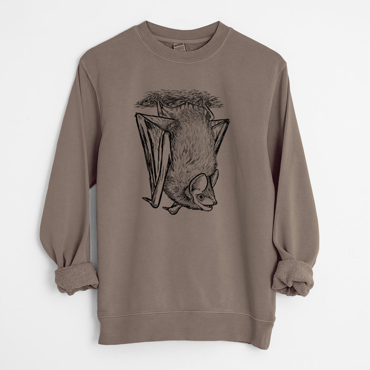 Eptesicus fuscus - Big Brown Bat - Unisex Pigment Dyed Crew Sweatshirt in Espresso Brown Color