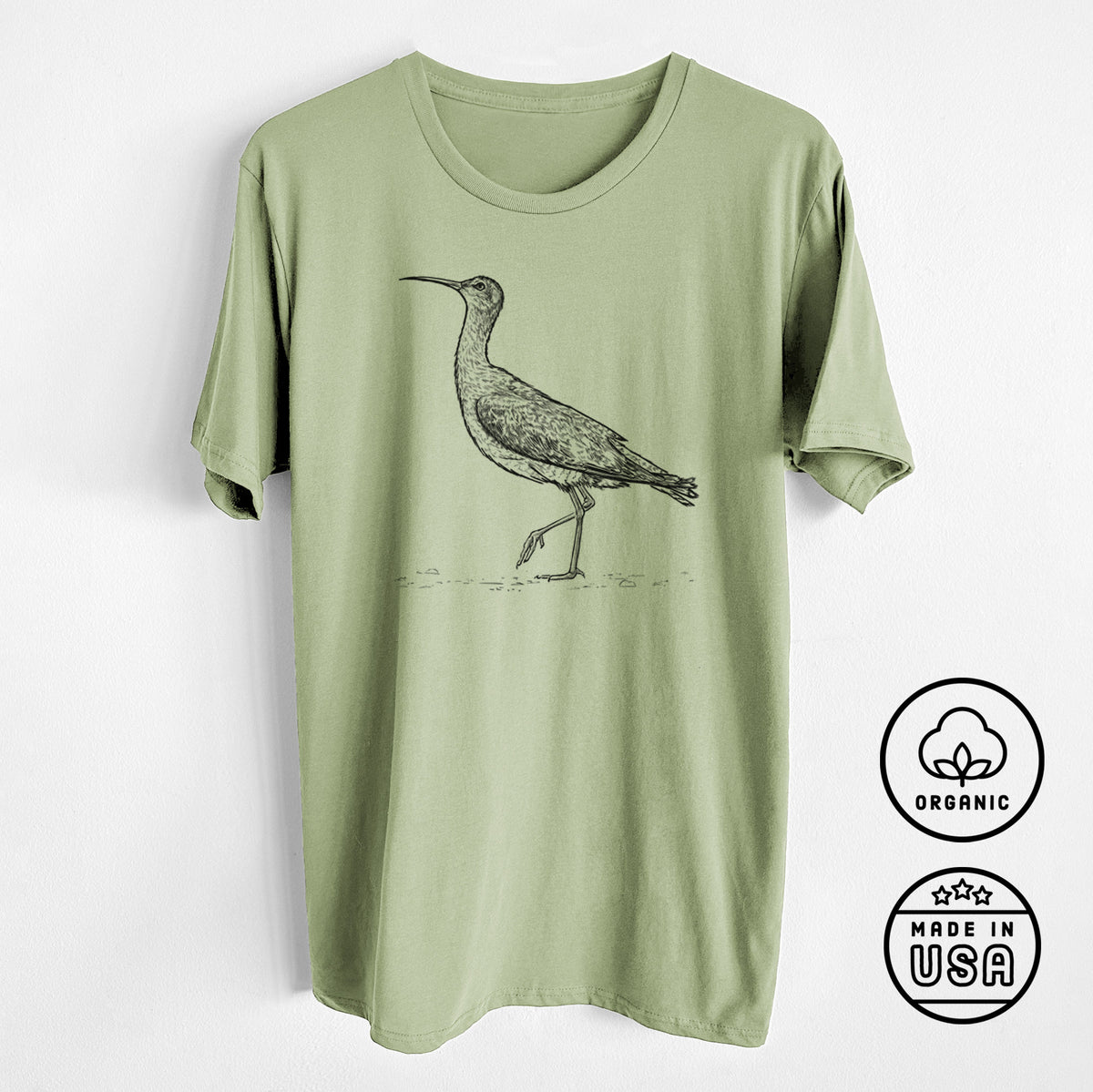 CLOSEOUT - Eskimo Curlew - Numenius borealis - Unisex Crewneck - Made in USA - 100% Organic Cotton