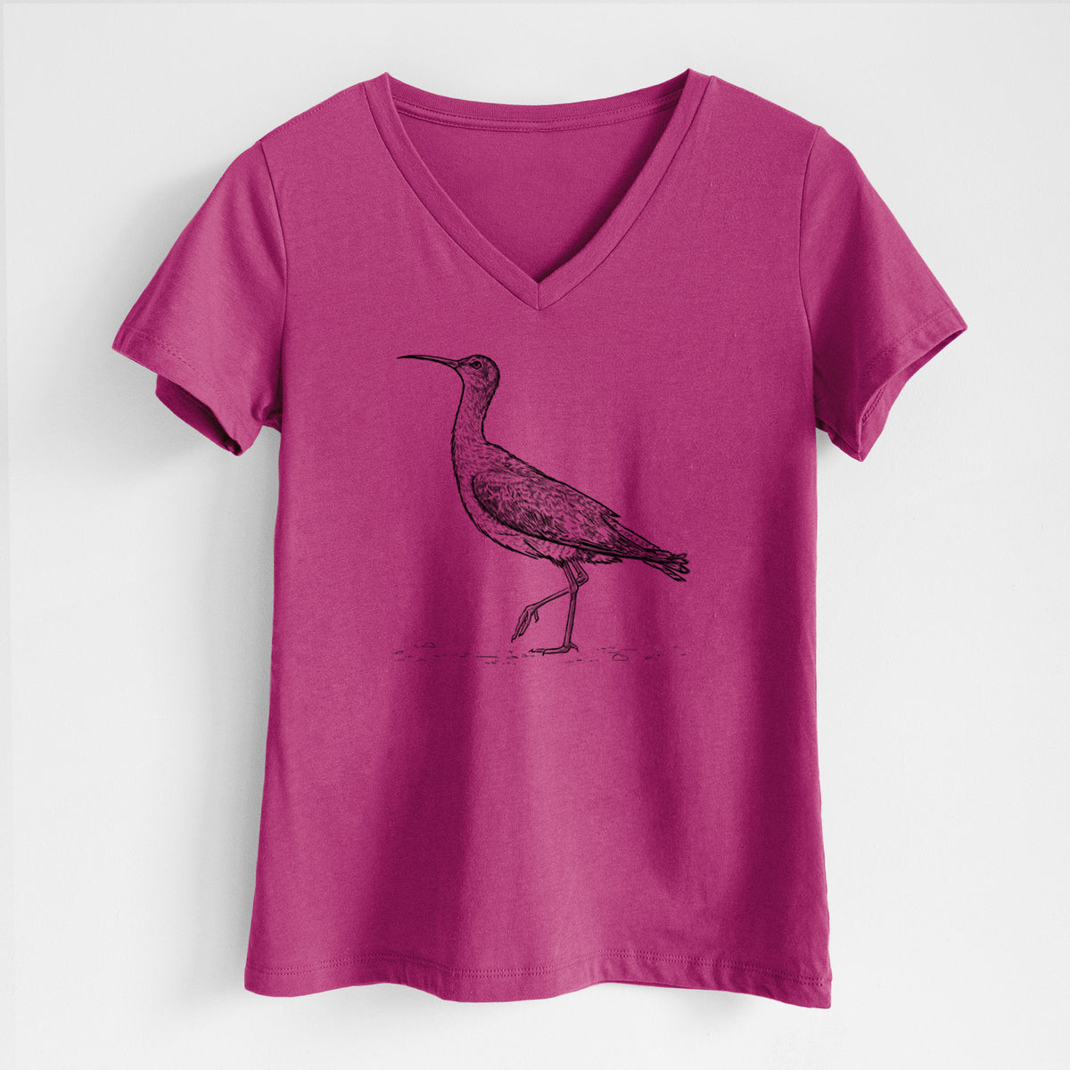 Eskimo Curlew - Numenius borealis - Women&#39;s Lightweight Relaxed Fit 100% Cotton V-neck