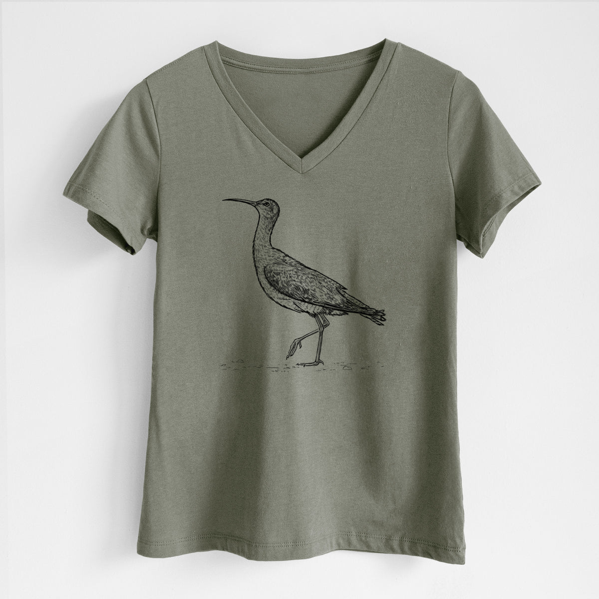 Eskimo Curlew - Numenius borealis - Women&#39;s Lightweight Relaxed Fit 100% Cotton V-neck