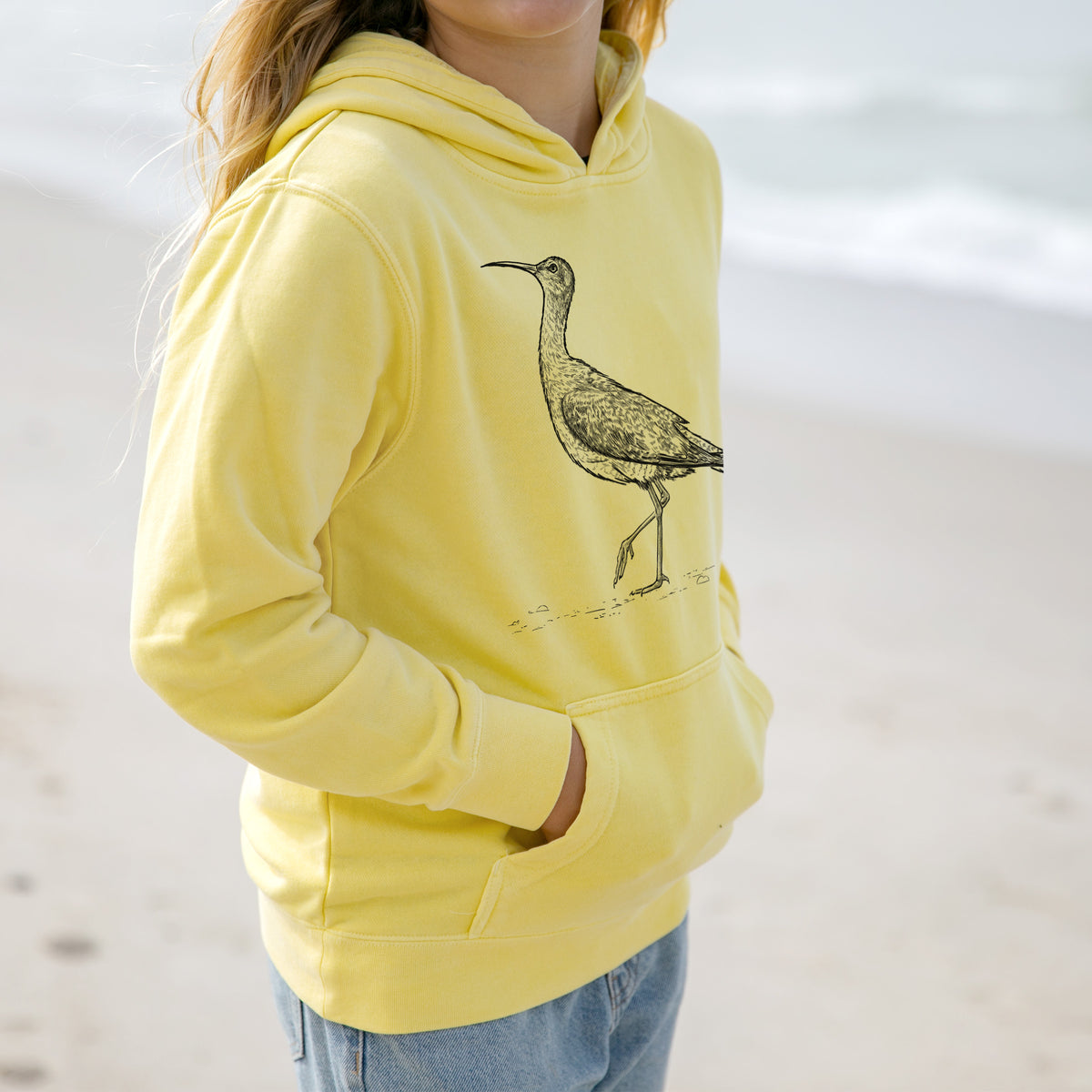 Eskimo Curlew - Numenius borealis - Youth Pigment Dyed Hoodie