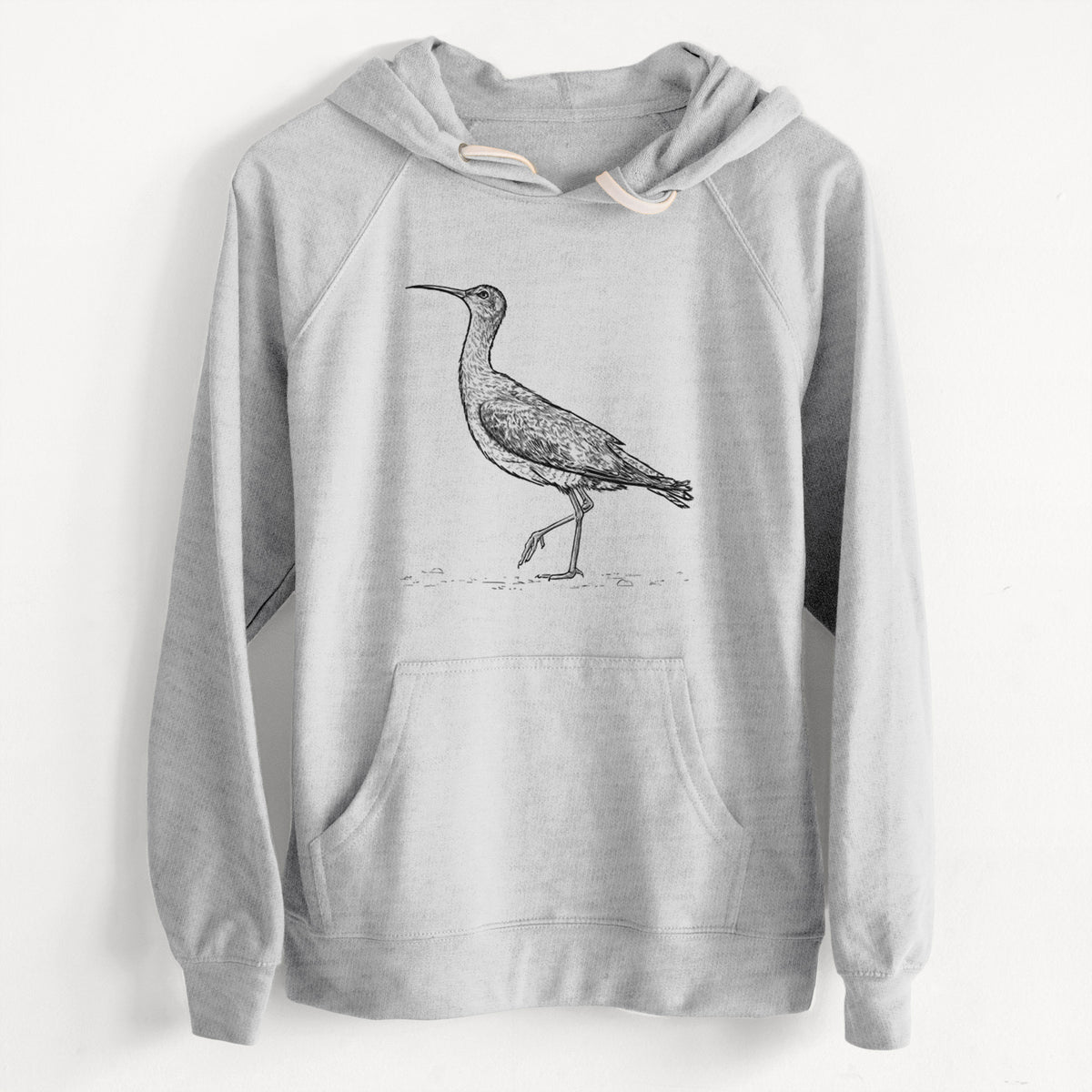 CLEARANCE - Eskimo Curlew - Numenius borealis  - Unisex Slim Fit Loopback Terry Hoodie