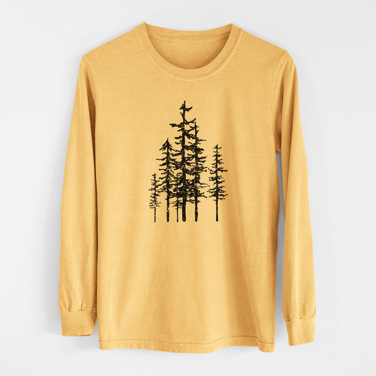 Evergreen Trees - Men&#39;s Heavyweight 100% Cotton Long Sleeve