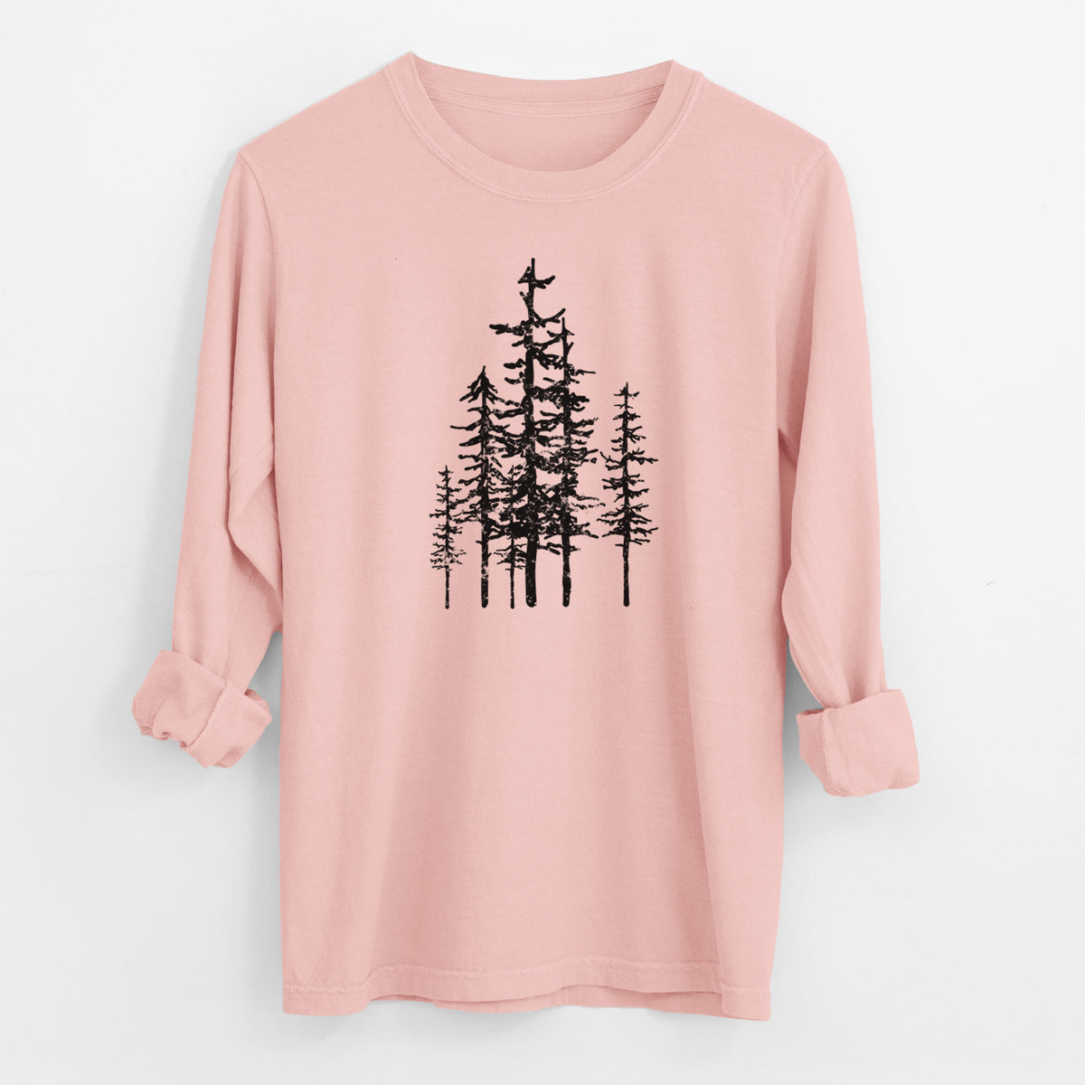 Evergreen Trees - Men&#39;s Heavyweight 100% Cotton Long Sleeve