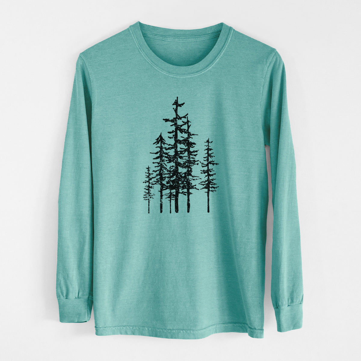 Evergreen Trees - Men&#39;s Heavyweight 100% Cotton Long Sleeve