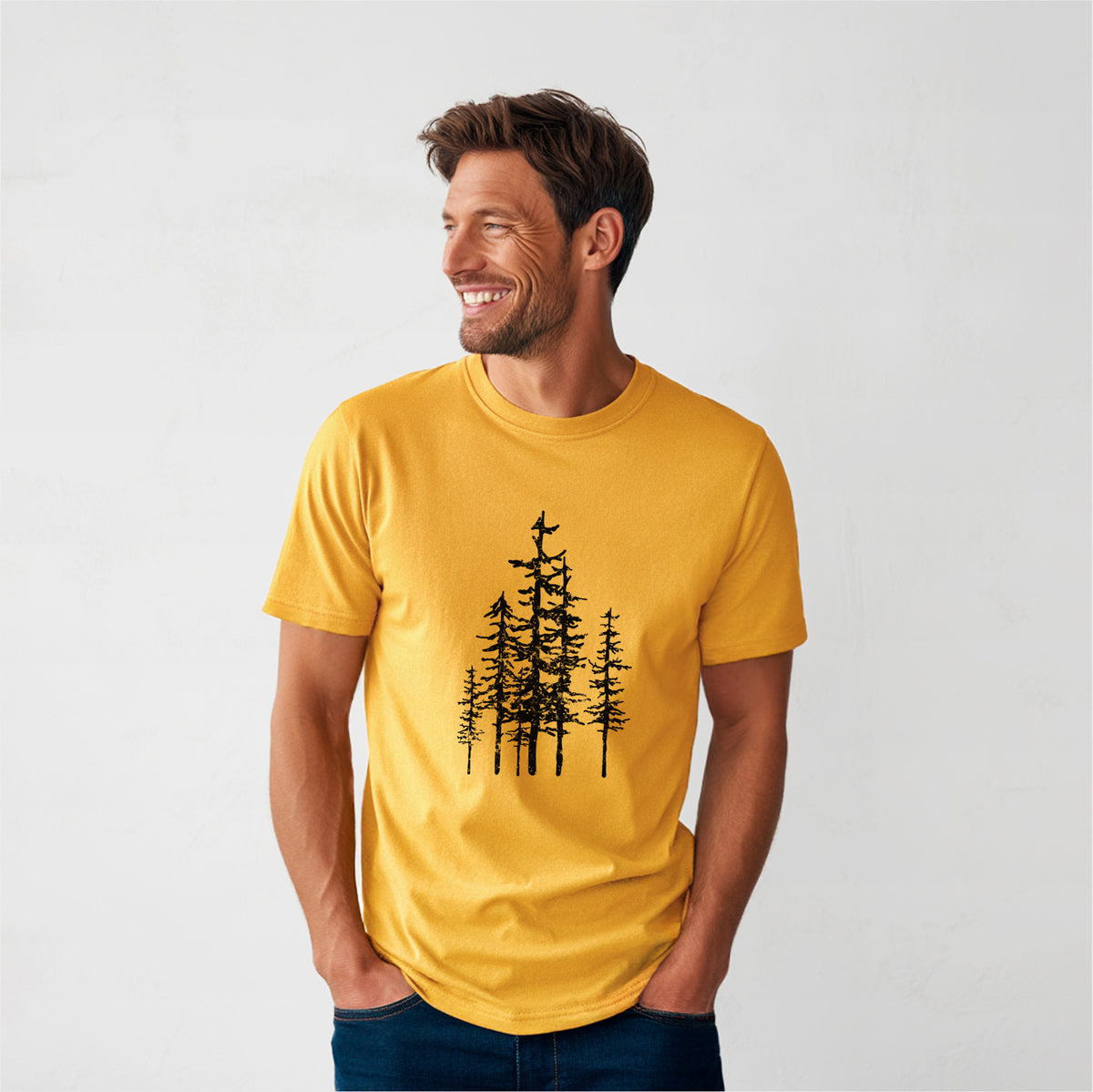 Evergreen Trees - Heavyweight Men&#39;s 100% Organic Cotton Tee