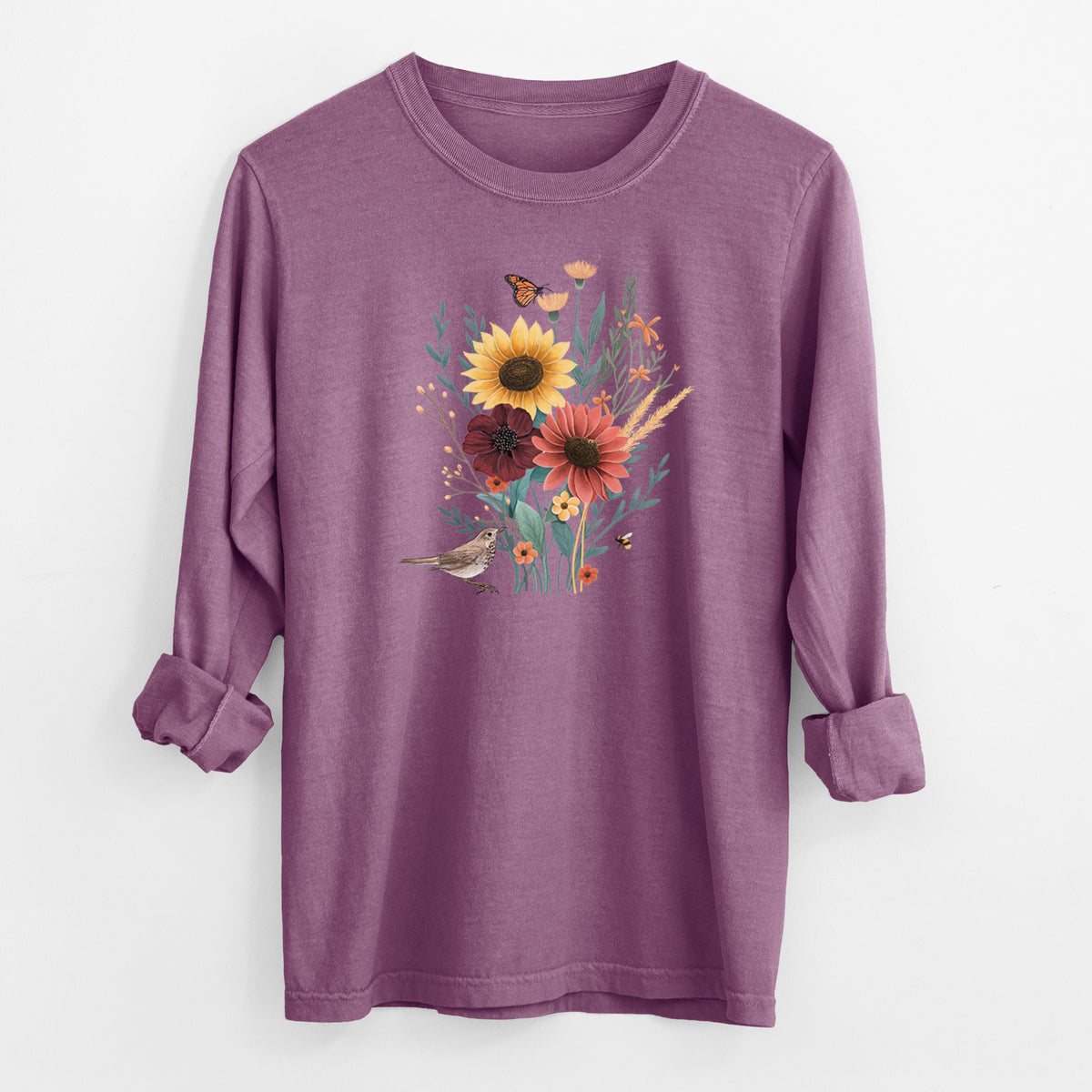 Fall Bouquet - Men&#39;s Heavyweight 100% Cotton Long Sleeve