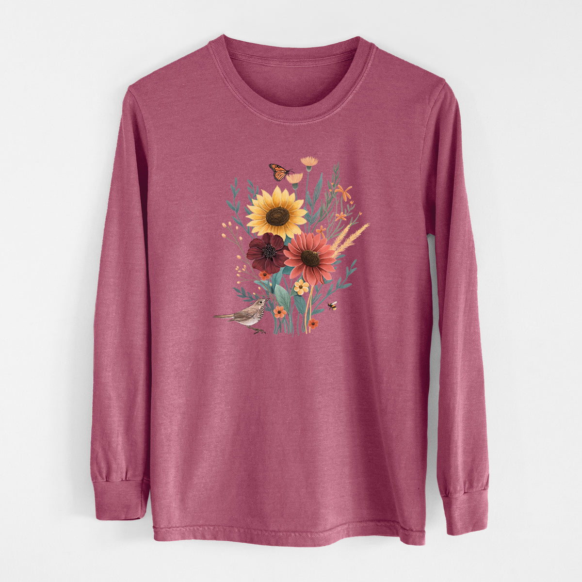 Fall Bouquet - Men&#39;s Heavyweight 100% Cotton Long Sleeve