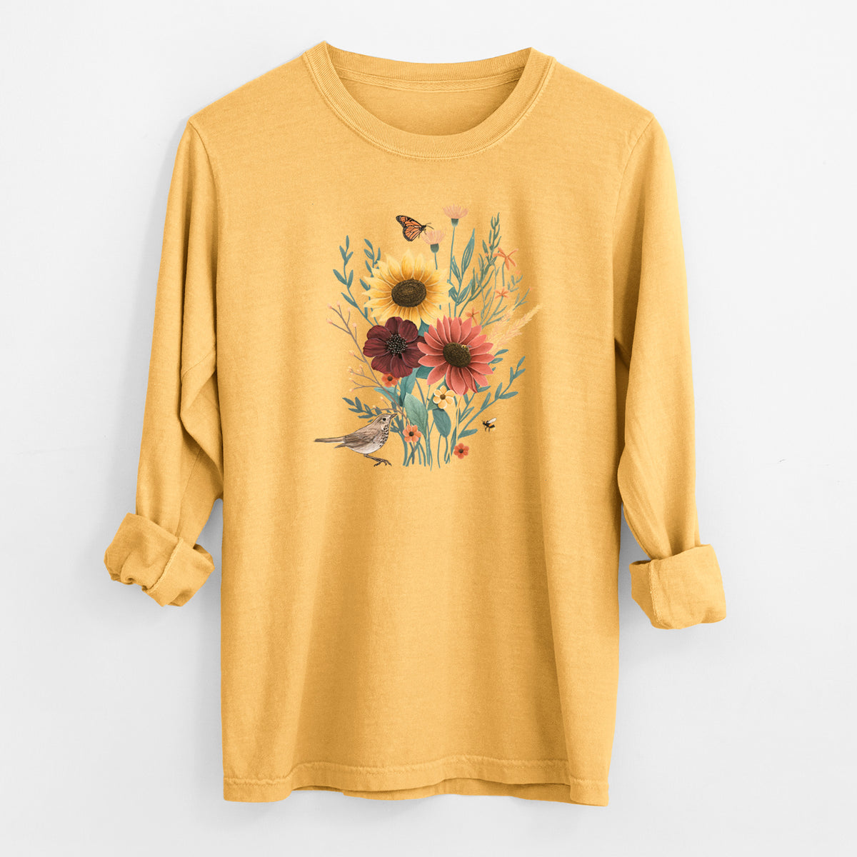 Fall Bouquet - Men&#39;s Heavyweight 100% Cotton Long Sleeve