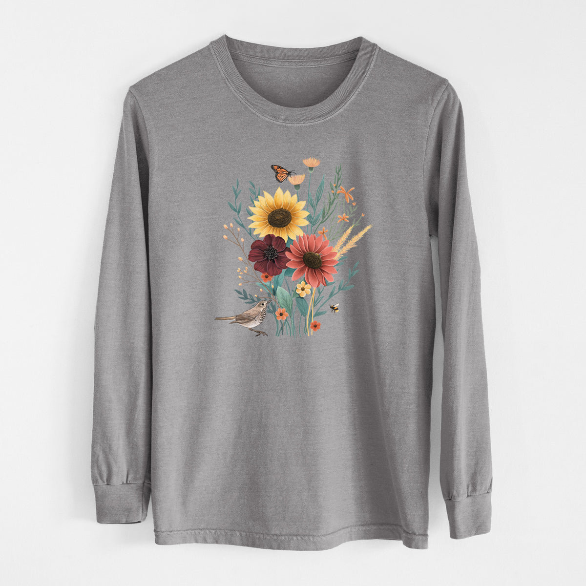 Fall Bouquet - Men&#39;s Heavyweight 100% Cotton Long Sleeve