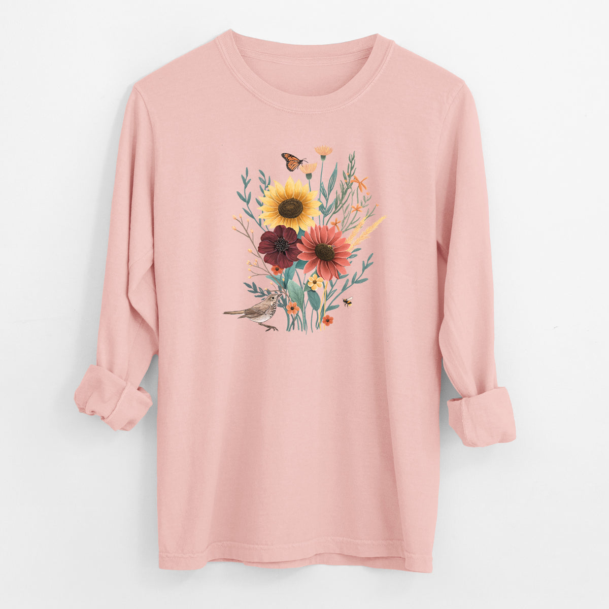 Fall Bouquet - Men&#39;s Heavyweight 100% Cotton Long Sleeve