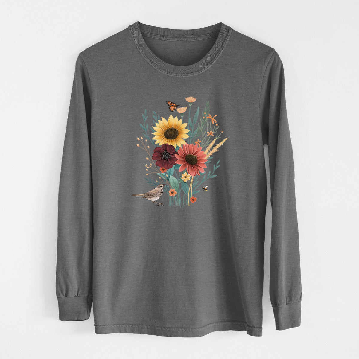 Fall Bouquet - Men&#39;s Heavyweight 100% Cotton Long Sleeve