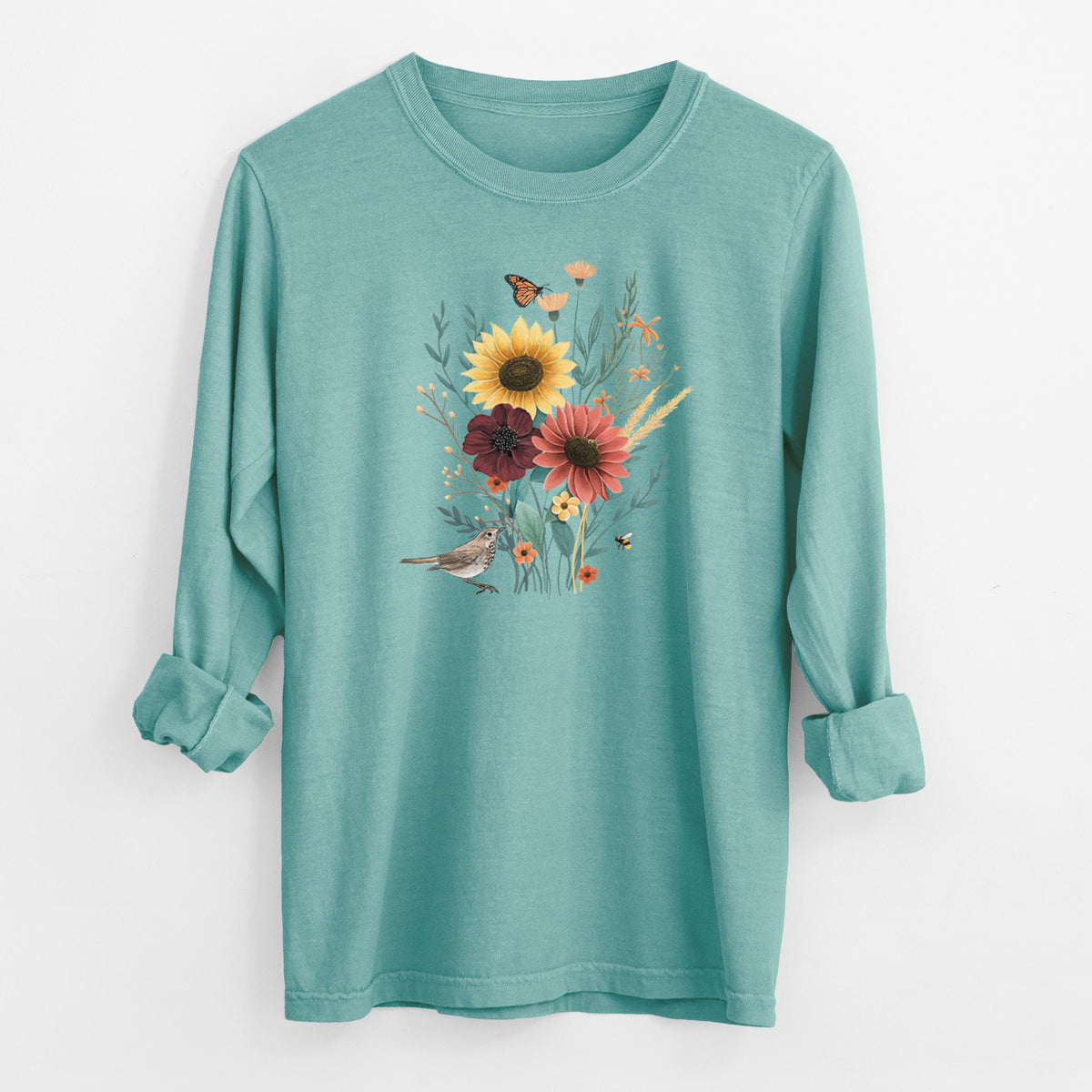 Fall Bouquet - Men&#39;s Heavyweight 100% Cotton Long Sleeve