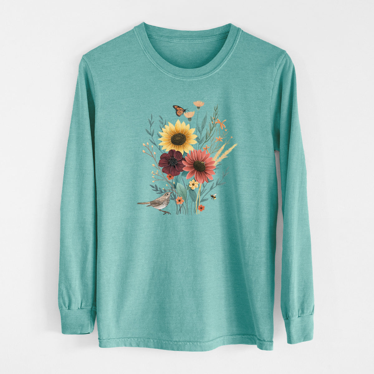 Fall Bouquet - Men&#39;s Heavyweight 100% Cotton Long Sleeve