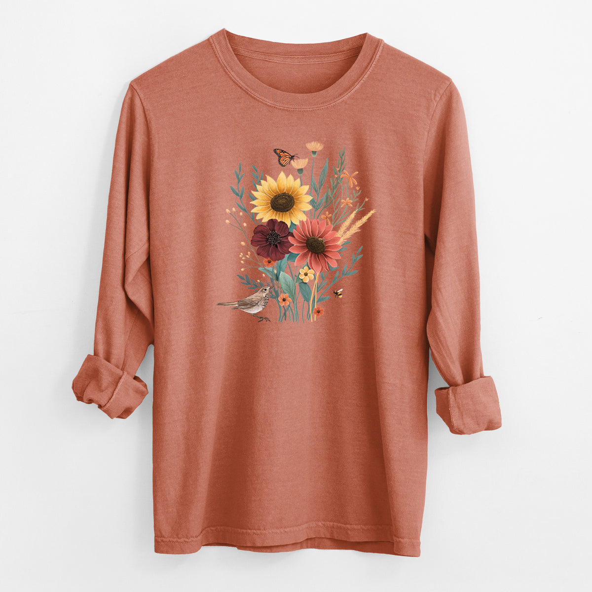 Fall Bouquet - Men&#39;s Heavyweight 100% Cotton Long Sleeve