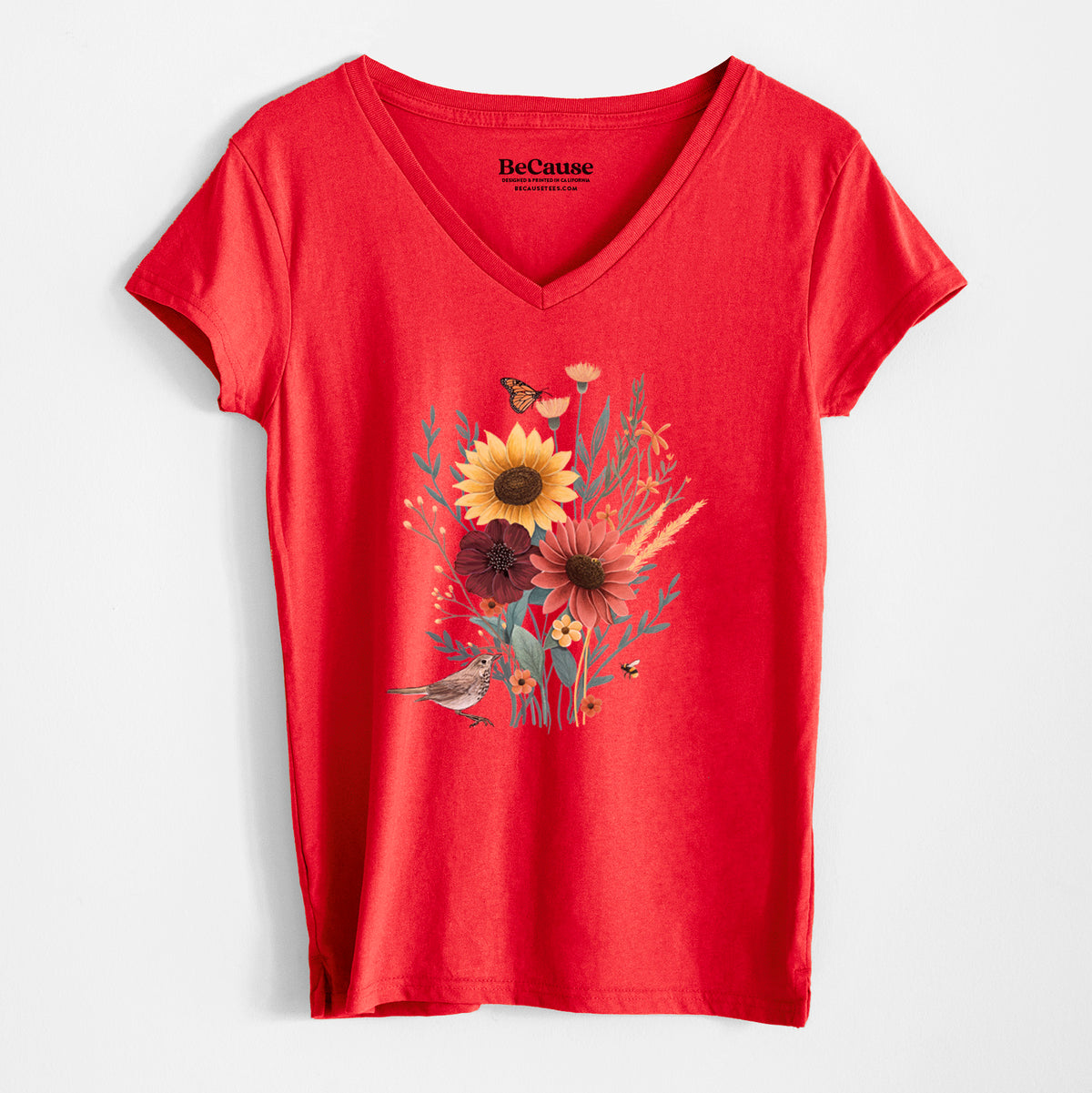 Fall Bouquet - Women&#39;s 100% Recycled V-neck