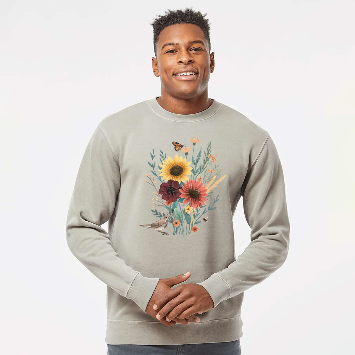 Fall Bouquet - Unisex Pigment Dyed Crew Sweatshirt